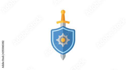 Blue shield and sword icon for security software.