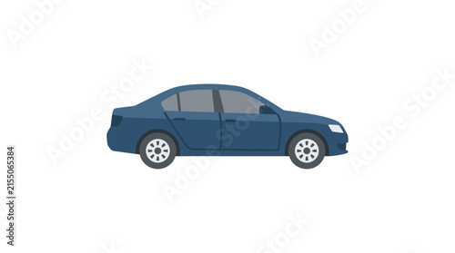 Blue sedan car side view silhouette design.