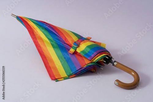 Rainbow striped umbrella closed soft studio