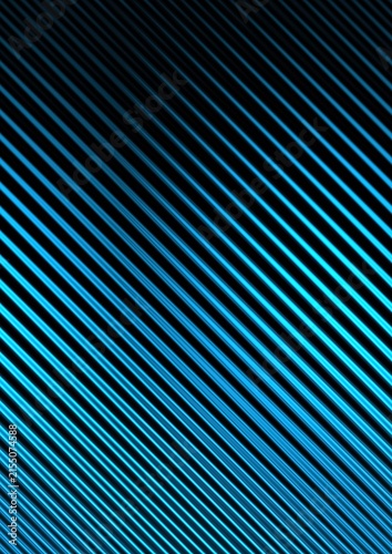 Cyan Blue Neon Diagonal Stripe Pattern on Black Technology Background