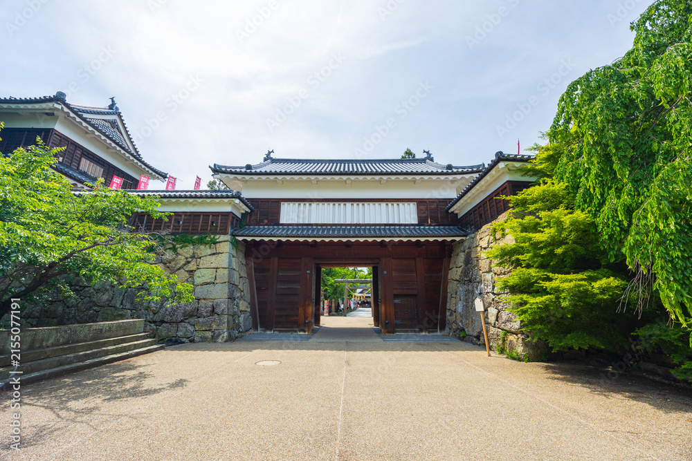 Fototapeta premium 日本の風景・初夏 長野 日本100名城 新緑の上田城趾公園 東虎口櫓門