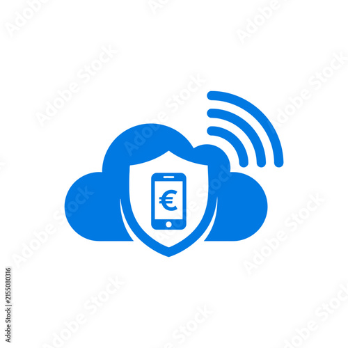 A blue cloud icon representing secure mobile financial data storage
