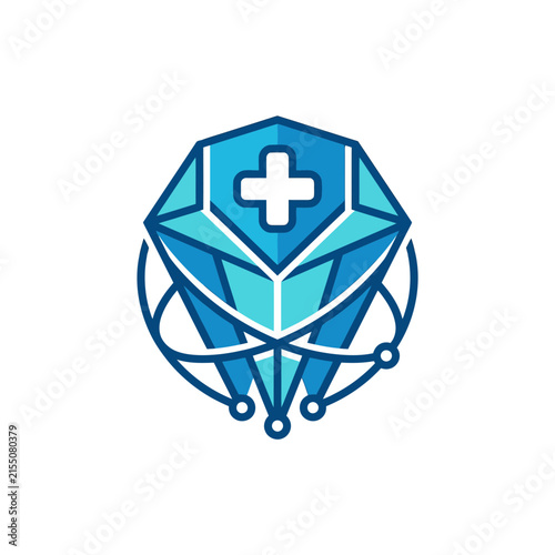 A blue diamond icon with a medical cross symbol inside it