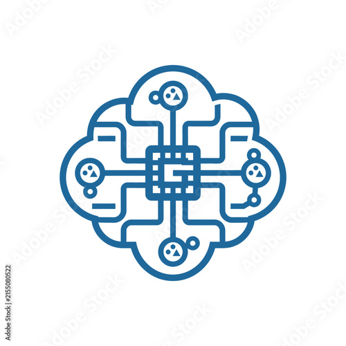 A blue digital circuit icon representing modern computing and technology