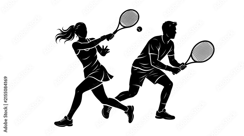Fototapeta premium Two teenagers playing Tennis