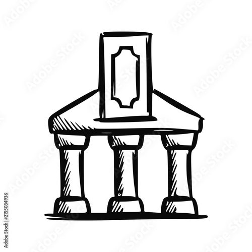 Handdrawn Deposit Money to Bank Icon Doodle