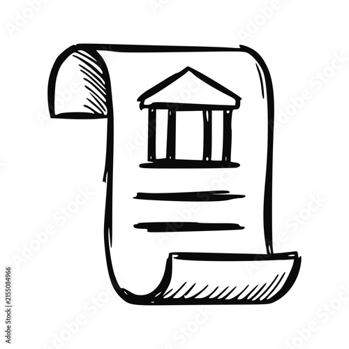 Hand Drawn Bank Document Icon Doodle