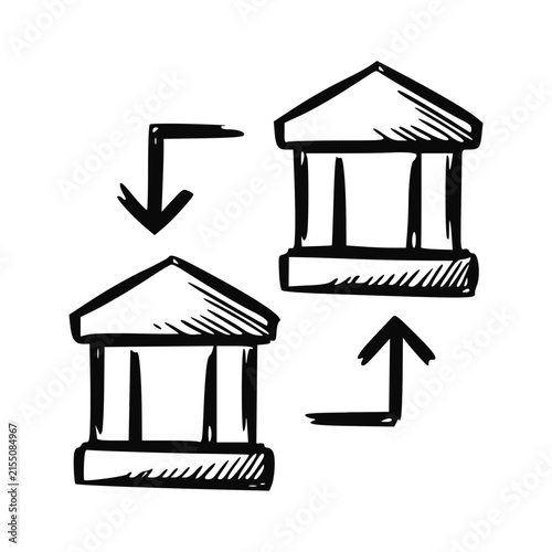 Hand Drawn Bank Transfer Icon Doodle