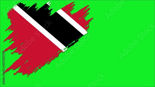 Trinidad and Tobago Flag Brush Stroke Animation, Trinidadian National Flag Paint Effect, Red Black White Patriotic Background 4K