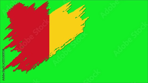 Guinea Flag Brush Stroke Animation, Guinean National Flag Paint Effect, Red Yellow Green Patriotic Background 4K