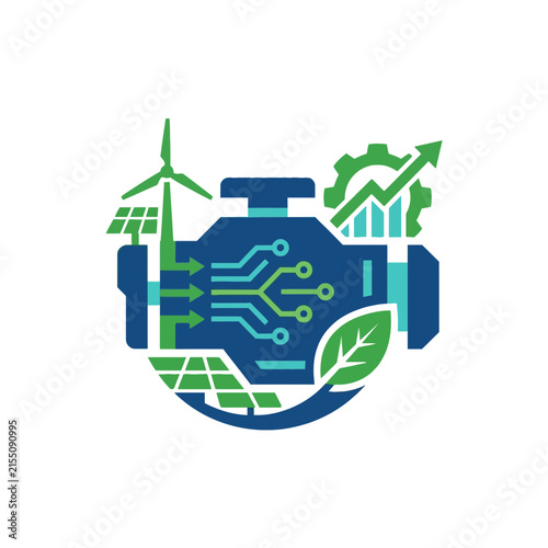 A digital illustration of sustainable energy and green technology