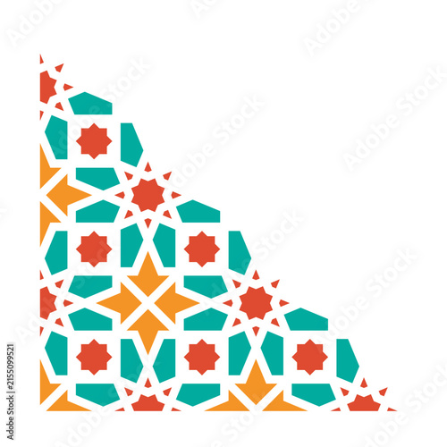 Geometric Islamic Mosaic Teal and Orange Pattern Background