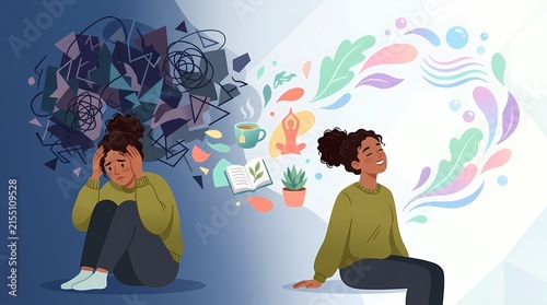 Mental health transformation from anxiety to peace.