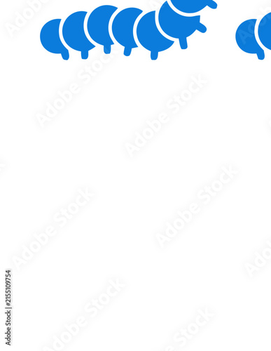 Blue caterpillar segments graphic element.