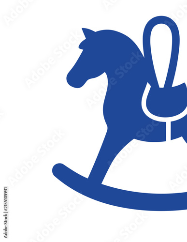 Blue rocking horse silhouette symbol for nursery and childhood.