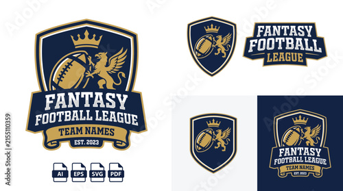 Fantasy Football League Logo Vector Template Design