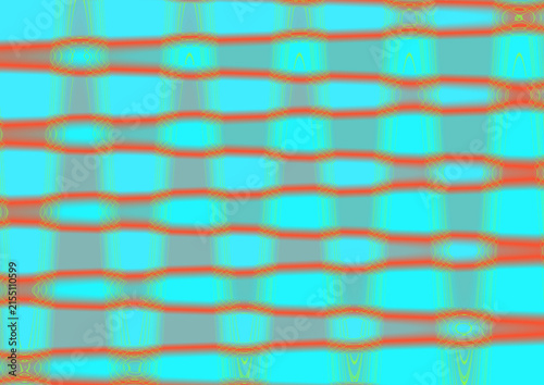 Cuadro en lienzo Abstract digital background with wavy horizontal orange lines on a cyan and teal