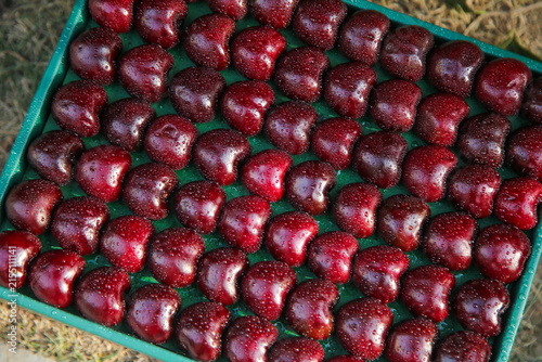 Fresh Red Cherries from Shandong Yantai in Green Crate - Premium Quality Domestic and Import Fruit