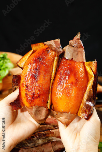 Baked Sweet Potatoes from Shandong China - Yummy Golden Orange Flesh in Hands