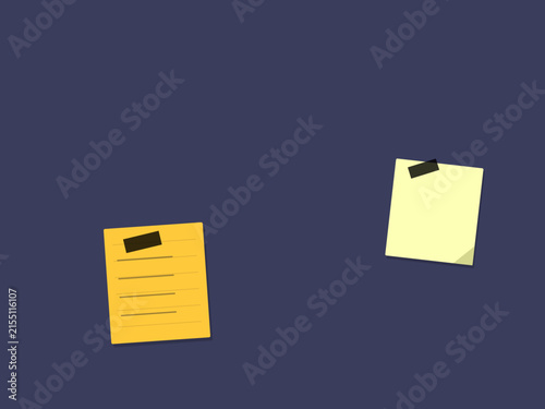 Two blank sticky notes on a dark blue background