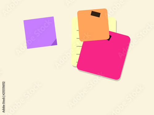 Set of colorful sticky notes on a plain background