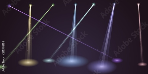 Photography Modern stage spotlights illuminating dark background