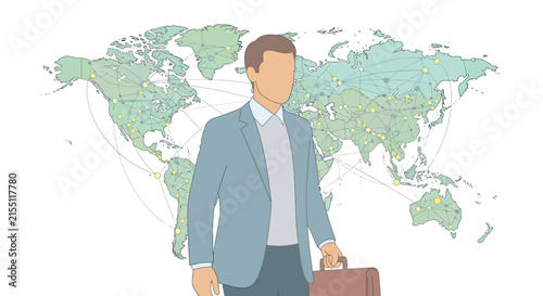 Professional businessman standing confidently with laptop and documents.