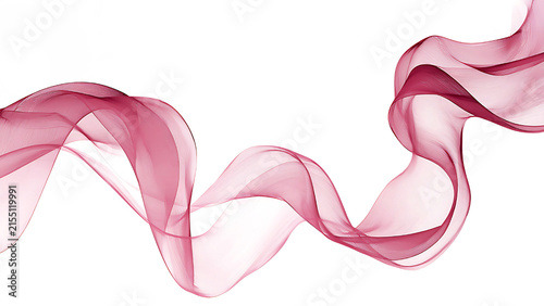 Pink Flowing Ribbon Wave Abstract Isolated on White