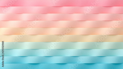 Pastel Rainbow Background with Horizontal Paper Stripes in Pink Peach and Blue
