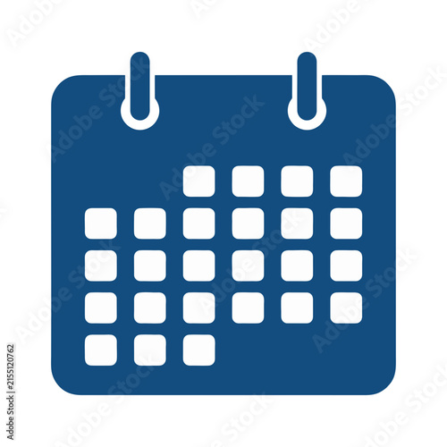 Deep blue calendar icon displaying a schedule with days visible representing planning and appointments conveying a concept of time management and organization for business and personal use a