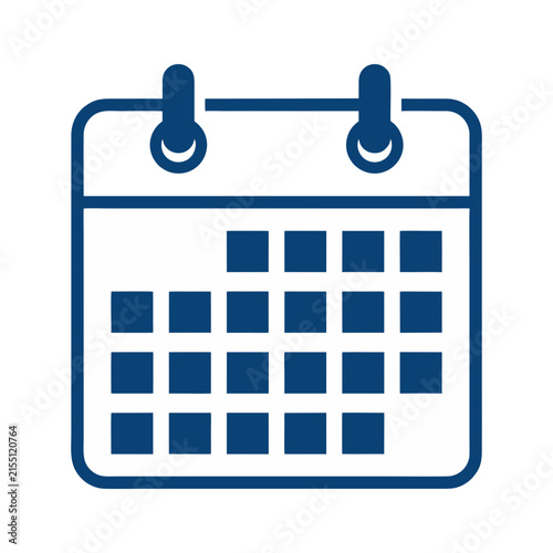 A deep blue outline of a calendar page displays a grid of squares representing days with some days marked signifying appointment scheduling or time management planning for business appointments