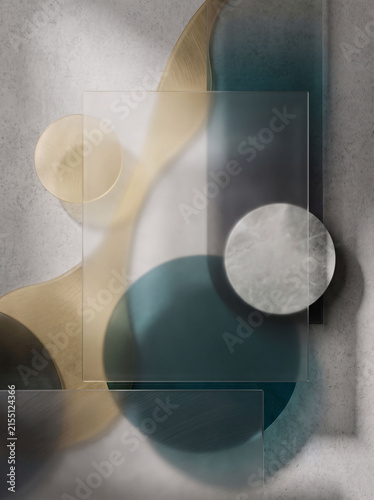 Stylish background combining translucent geometric panels deep blue purple gradients metallic gold curves modern elegance premium marketing social media design