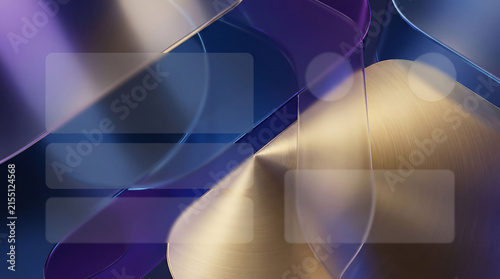 Modern abstract luxury background featuring translucent geometric shapes deep blue purple colors golden accents elegant composition premium branding advertising template