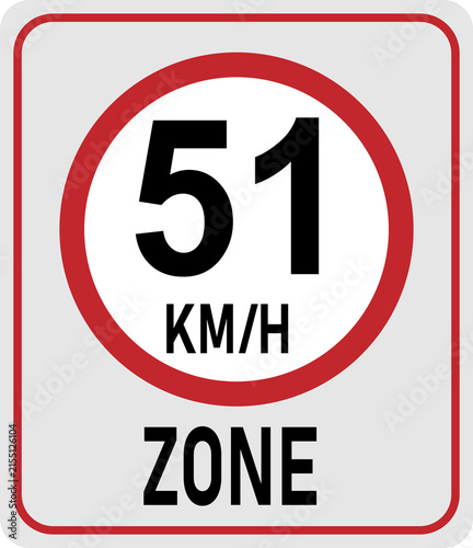 Foto 51 km h speed limit zone. Vector illustration