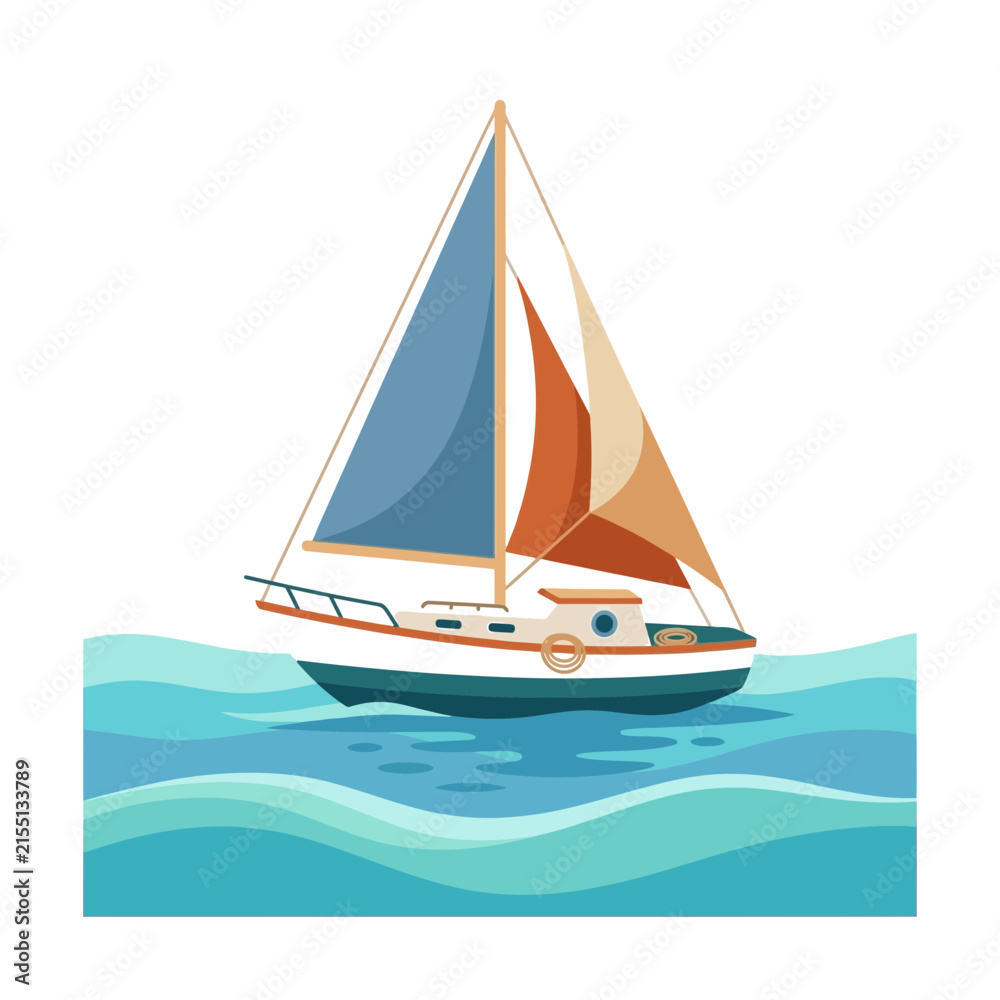 Fototapeta premium Sailing Yacht Illustration Isolated on Transparent Background - Nautical Adventure and Leisure