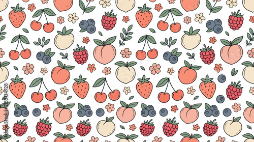 Cute Fruit Pattern - Isolated on White