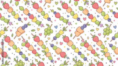 Cute Fruit Skewers Pattern - Isolated
