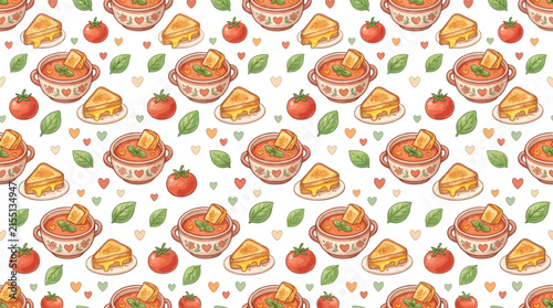 Cute Grilled Cheese and Tomato Soup Pattern