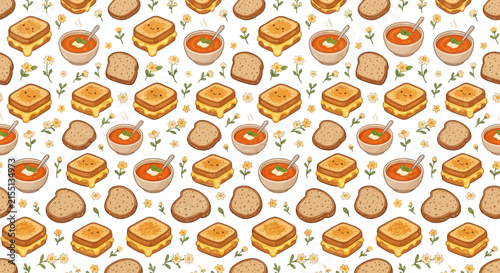 Cute Grilled Cheese and Tomato Soup Pattern