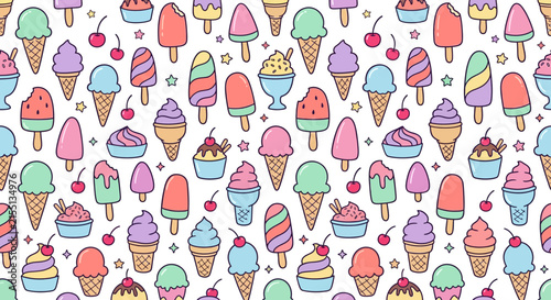 Cute Ice Cream and Popsicle Pattern