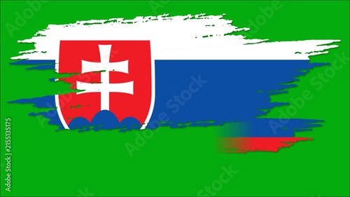 Slovakia Flag Brush Stroke Animation, Slovak National Flag Paint Effect, White Blue Red Patriotic Background 4K