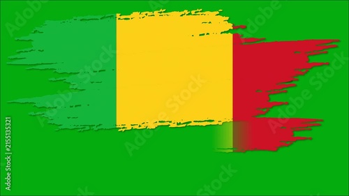Mali Flag Brush Stroke Animation, Malian National Flag Paint Effect, Green Yellow Red Patriotic Background 4K