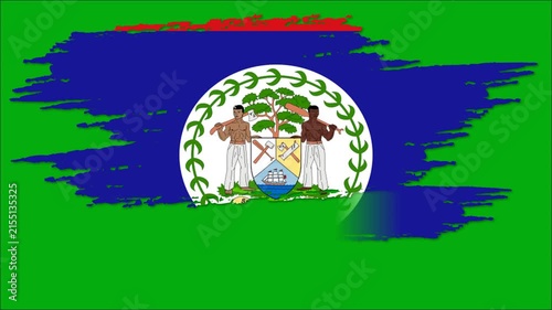 Belize Flag Brush Stroke Animation, Belizean National Flag Paint Effect, Blue Red White Patriotic Background 4K