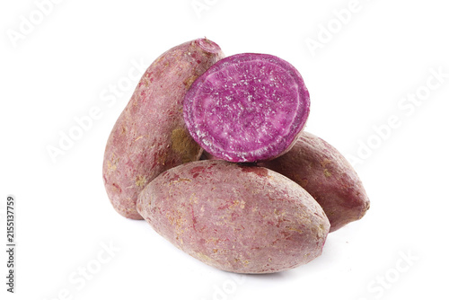 Quadro su tela Fresh Purple Sweet Potatoes with Violet Flesh - Healthy Organic Root Vegetables