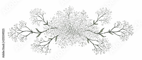 Delicate Floral Branch Garland Illustration