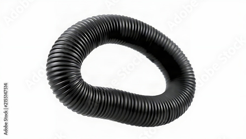 Black rubber hose bent at a sharp acute angle on a light grey background.