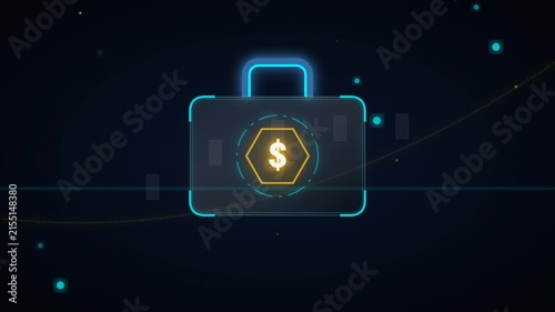 Holographic FinTech Briefcase with Glowing Digital Wealth Core