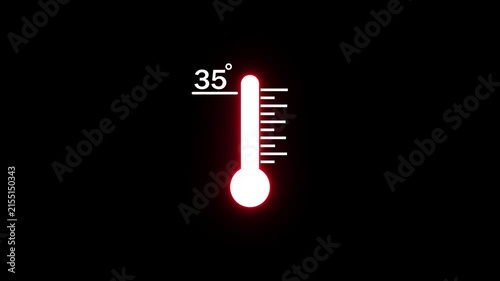 Glowing red thermometer indicating temperature and heat warning weather 4k Stock video .