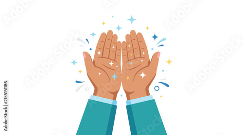 Open Hands Releasing Sparkling Stars and Light