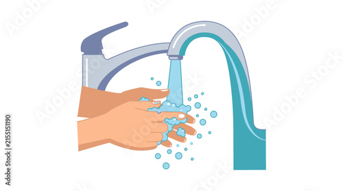 Washing Hands Under Running Water from Faucet